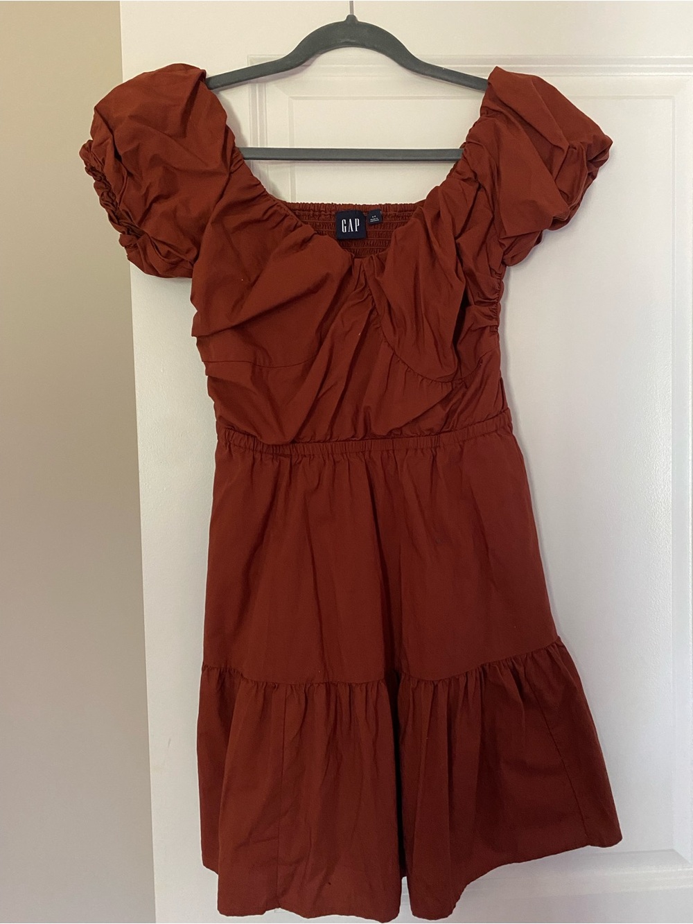 GAP Rust Puff-Sleeve Tiered Dress